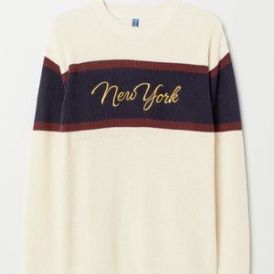 H&M NEW YORK EMBROIDERED COLOR BLOCK SWEATER